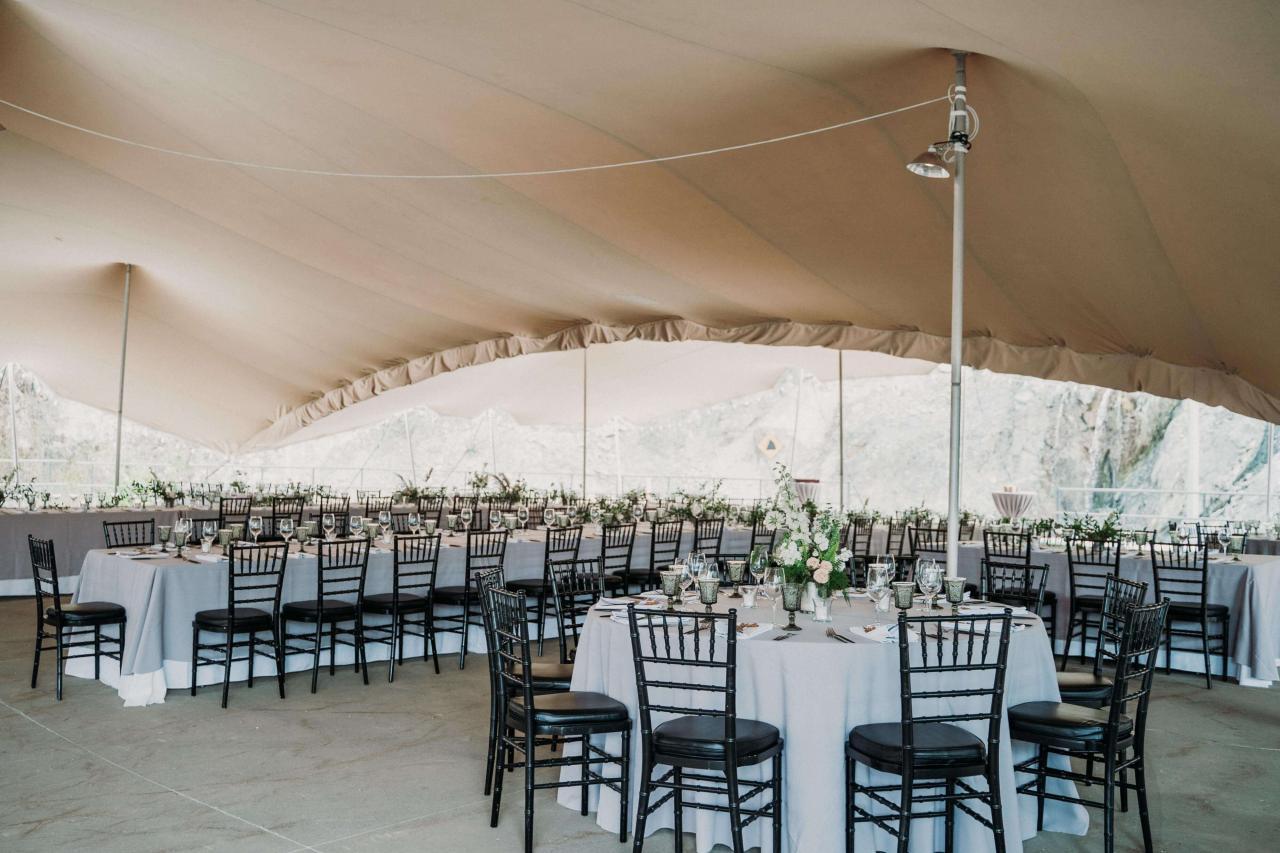 outdoor wedding reception in tent
