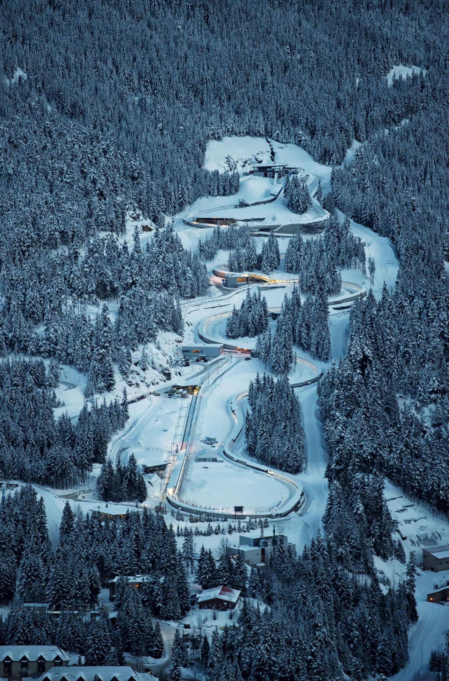 overhead image of bobsleigh track