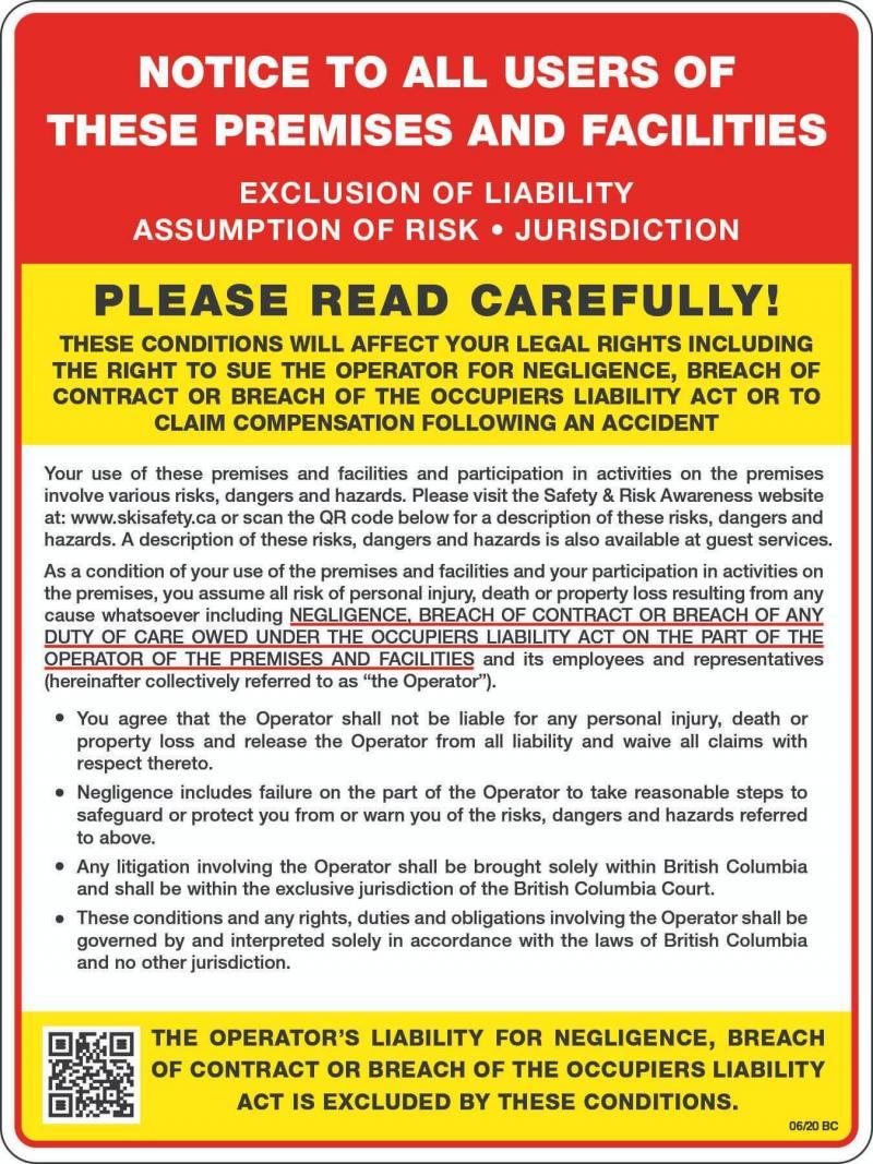 exclusion of liability signage