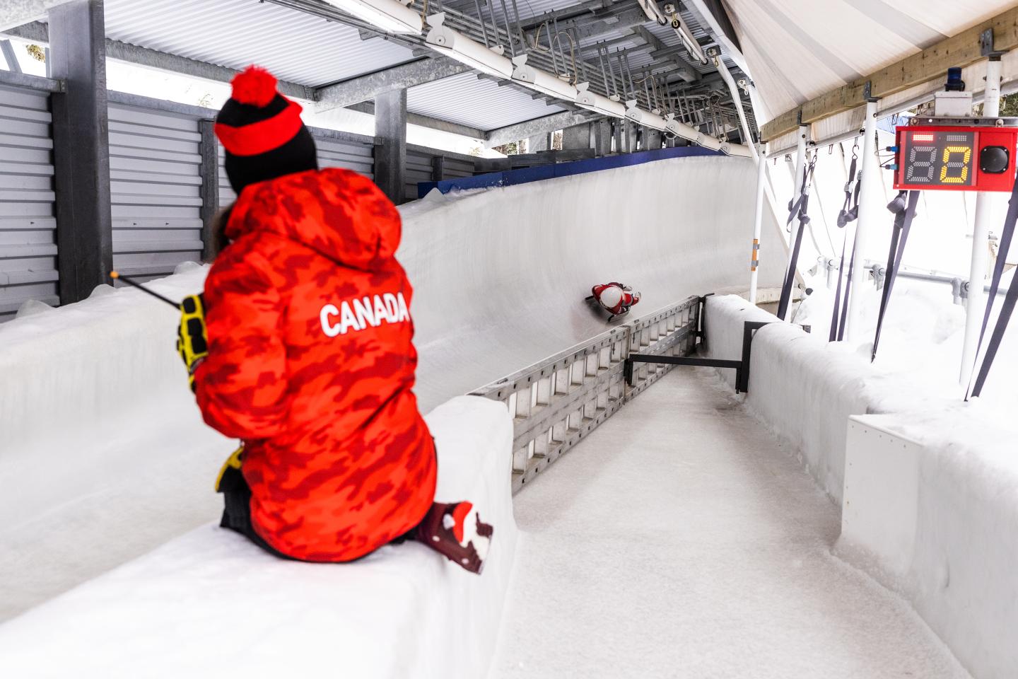 Safety marshell on the luge track