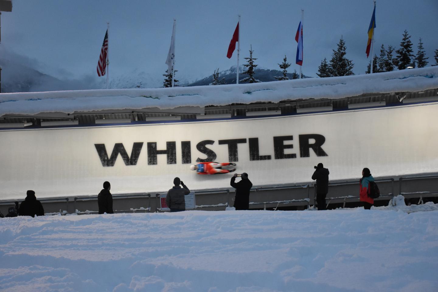 luge track with athlete on it