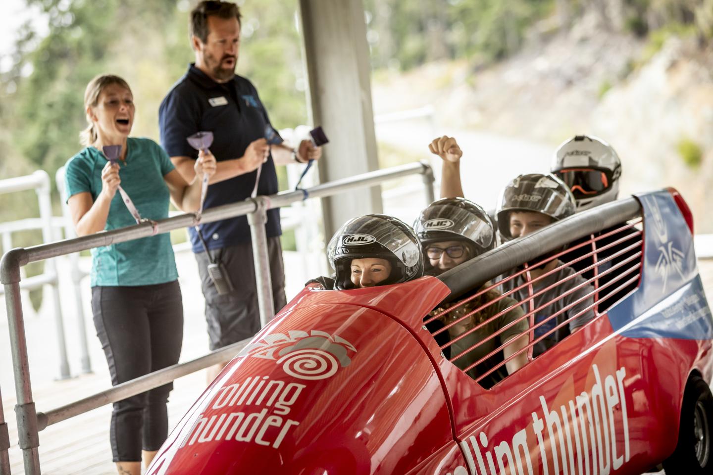passengers in summer bobsleigh